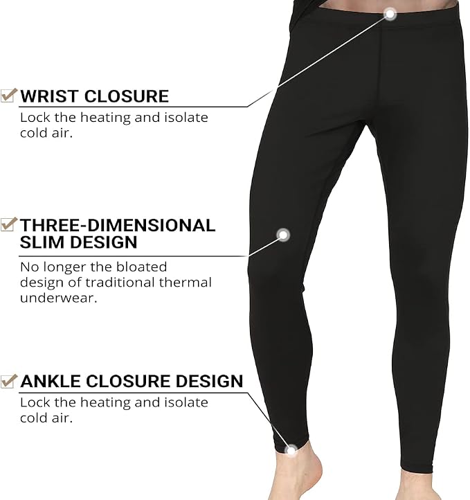 Men's Thermal Underwear Long Johns | Fleece-Lined Base Layer