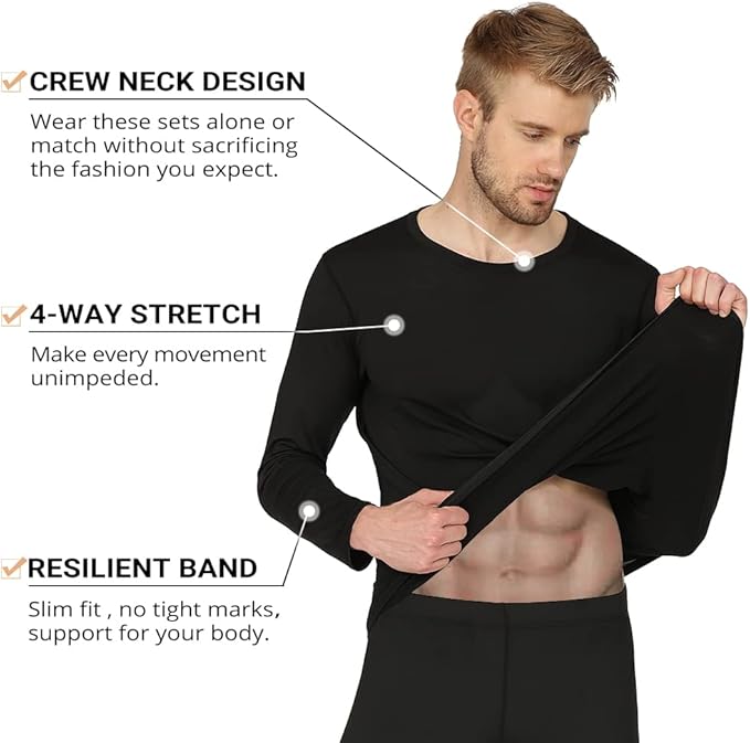 Men's Thermal Underwear Long Johns | Fleece-Lined Base Layer