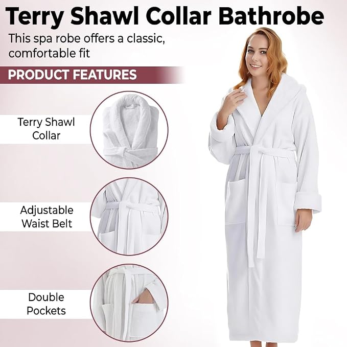 Cotton Terry Bathrobe for Men & Women | Unisex Spa Robe