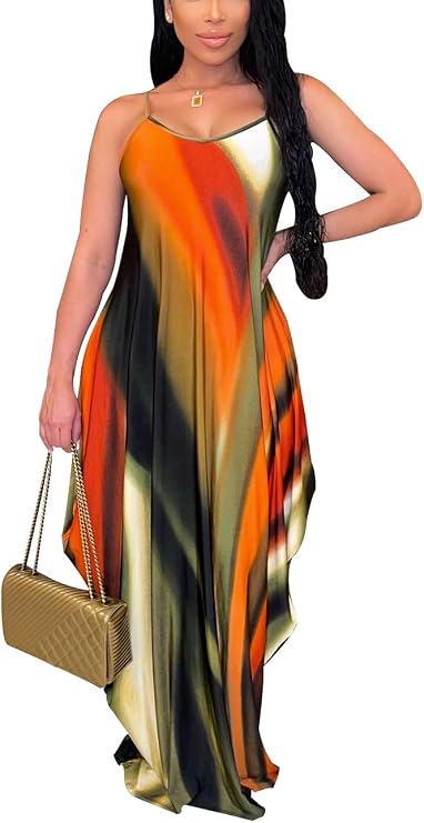 Women's Plus Size Summer Maxi Dress | Floral Sundress with Pockets