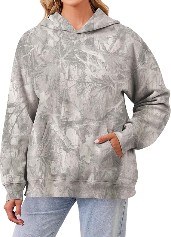 Camo Hoodie for Women | Oversized Fleece Pullover Sweatshirt