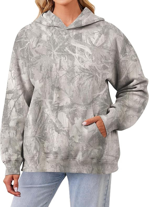 Camo Hoodie for Women | Oversized Fleece Pullover Sweatshirt