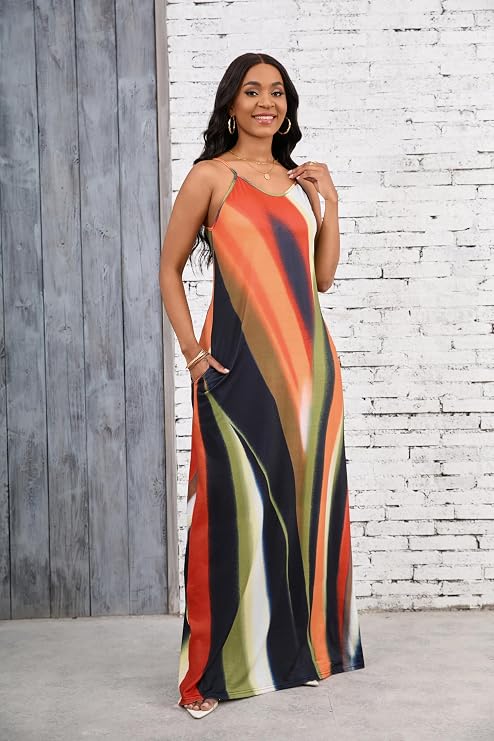 Women's Plus Size Summer Maxi Dress | Floral Sundress with Pockets