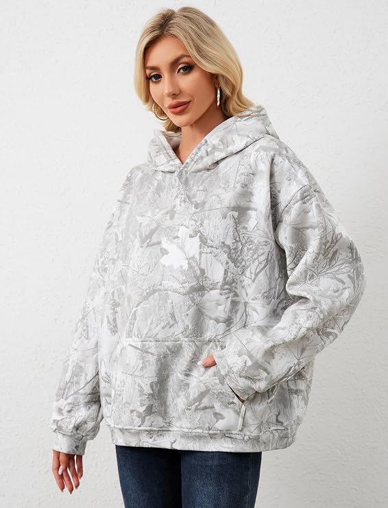 Camo Hoodie for Women | Oversized Fleece Pullover Sweatshirt