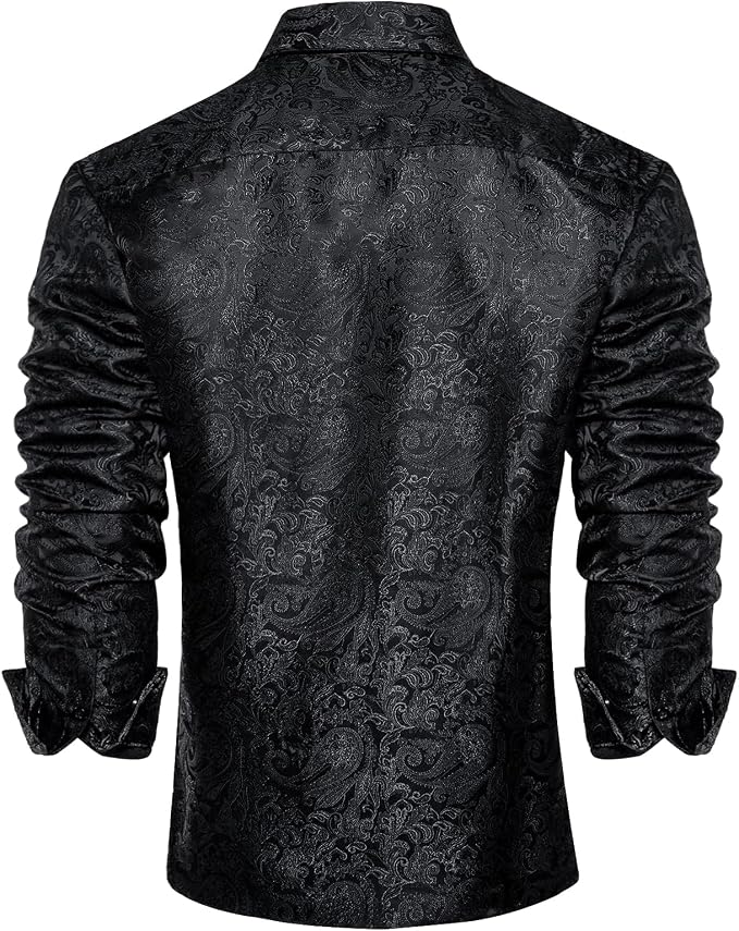Men's Silk Paisley Dress Shirt | Jacquard Long Sleeve